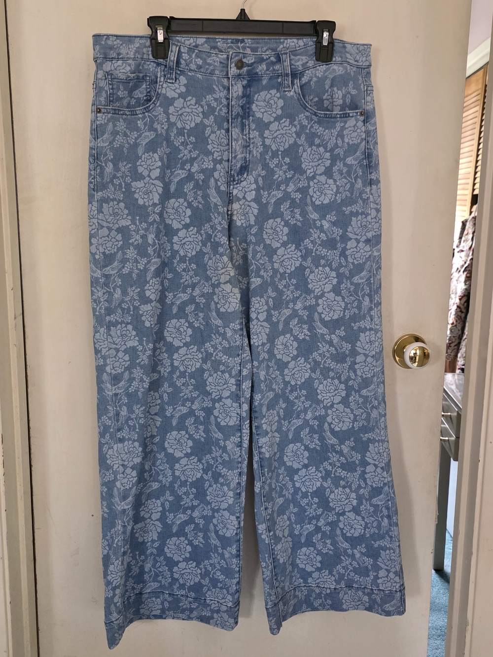 George Light Blue Floral Wide-Leg Jeans